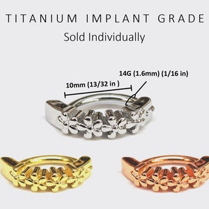 Flower Clicker Belly Ring: 14G Titanium Belly Button Piercing (10mm)