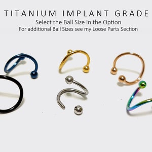 Titanium Spiral Piercing, Lip Ring, Lip Jewellery, Twisted Barbell Helix Ring - 16G 14G Body Piercing