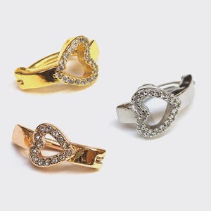 Piercing para ombligo de titanio con forma de corazón: cristal de circonita cúbica, 14 g, 10 mm