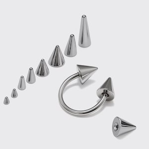 Spike Septum Nose Ring, Lip Piercing, Helix Cartilage Horseshoe Circular Barbell Body Jewellery - Titanium 18g 16g 14g