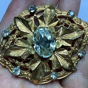 Antique Czech Paste Gilt Brooch