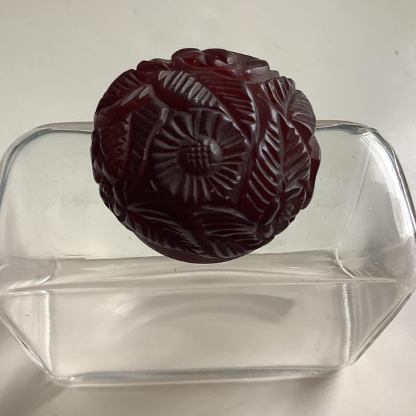RARE Art Deco German D R G M Perfume Bottle Carved Bakelite Lid