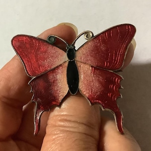 Antique Enamel Butterfly Brooch Pin