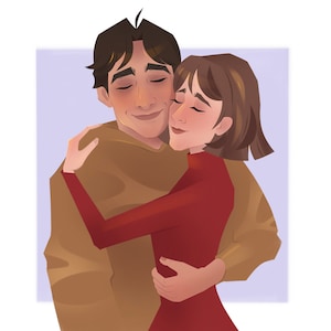 Illustration de portrait personnalisé, portrait de dessin animé, cadeau fait main, portrait de couple Disney, portrait de famille, autoportrait, cadeau pour elle