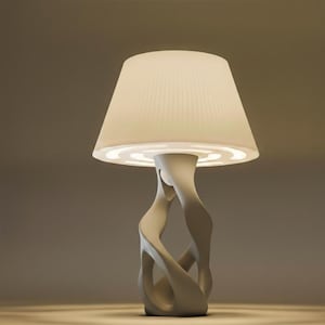 Designer table lamp DNA | Modern Scandinavian lamp | Minimalist bedside lamp for living room & bedroom Taupe