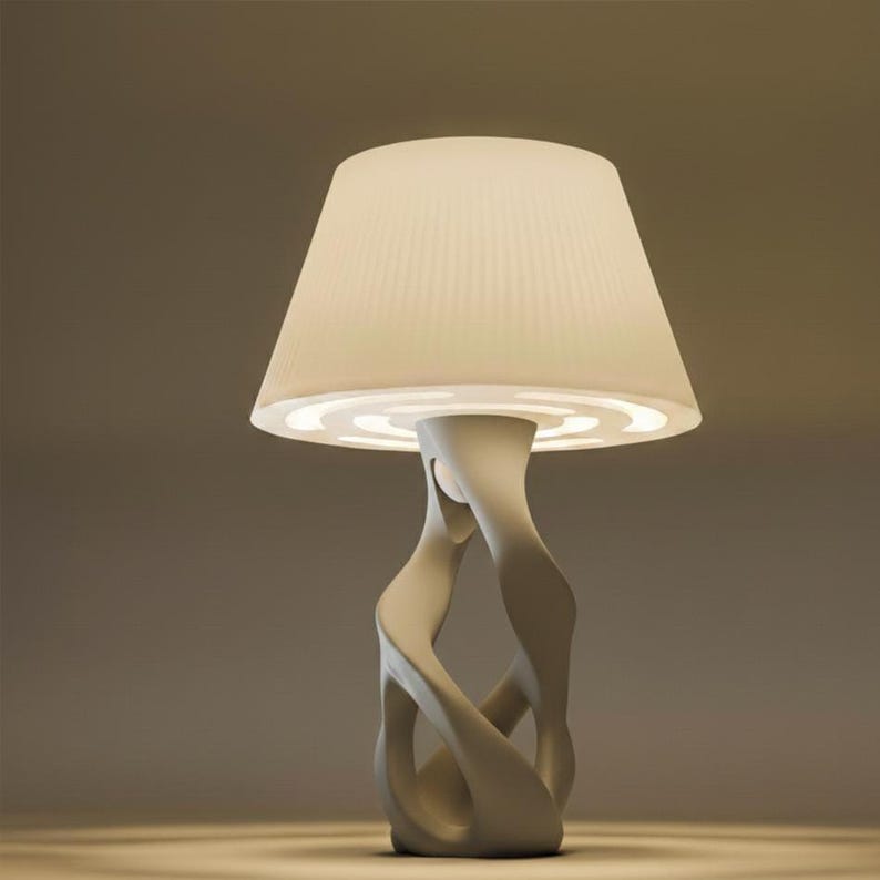 Designer table lamp DNA | Modern Scandinavian lamp | Minimalist bedside lamp for living room & bedroom Taupe