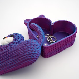 Schmuckbox Katze Herz | 3D Schmuckkästchen| Strick-Optik | Ringbox | Geschenkbox | Valentinstag Geschenk | Aufbewahrungsbox | Geschenkidee