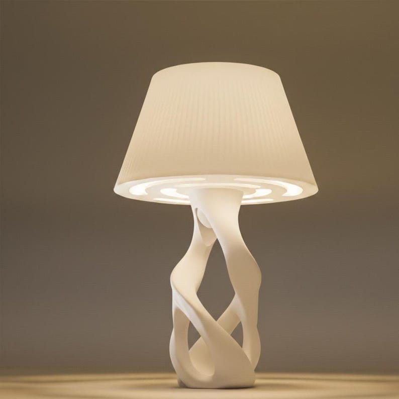 Designer table lamp DNA | Modern Scandinavian lamp | Minimalist bedside lamp for living room & bedroom Ivory