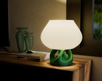 Skandinavische Lampe Blob | Skulpturale Tischlampe mit gedrehtem Sockel | Nachttischlampe für das Schlafzimmer | Geburtstagsgeschenk
