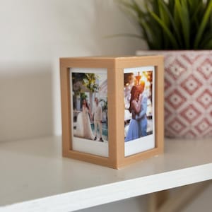 Instax Mini Fotobox und Display – Bilderrahmen für 4 Fotos & Aufbewahrung | Polaroid Display | Personalisierte Geschenkidee | Deko Box