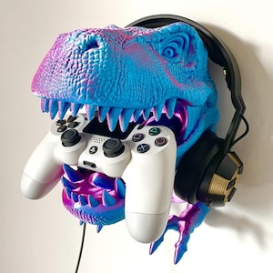 Soporte para control y auriculares T-Rex: organizador de juegos para PlayStation y Xbox, decoración de dinosaurio (selección de colores disponible)