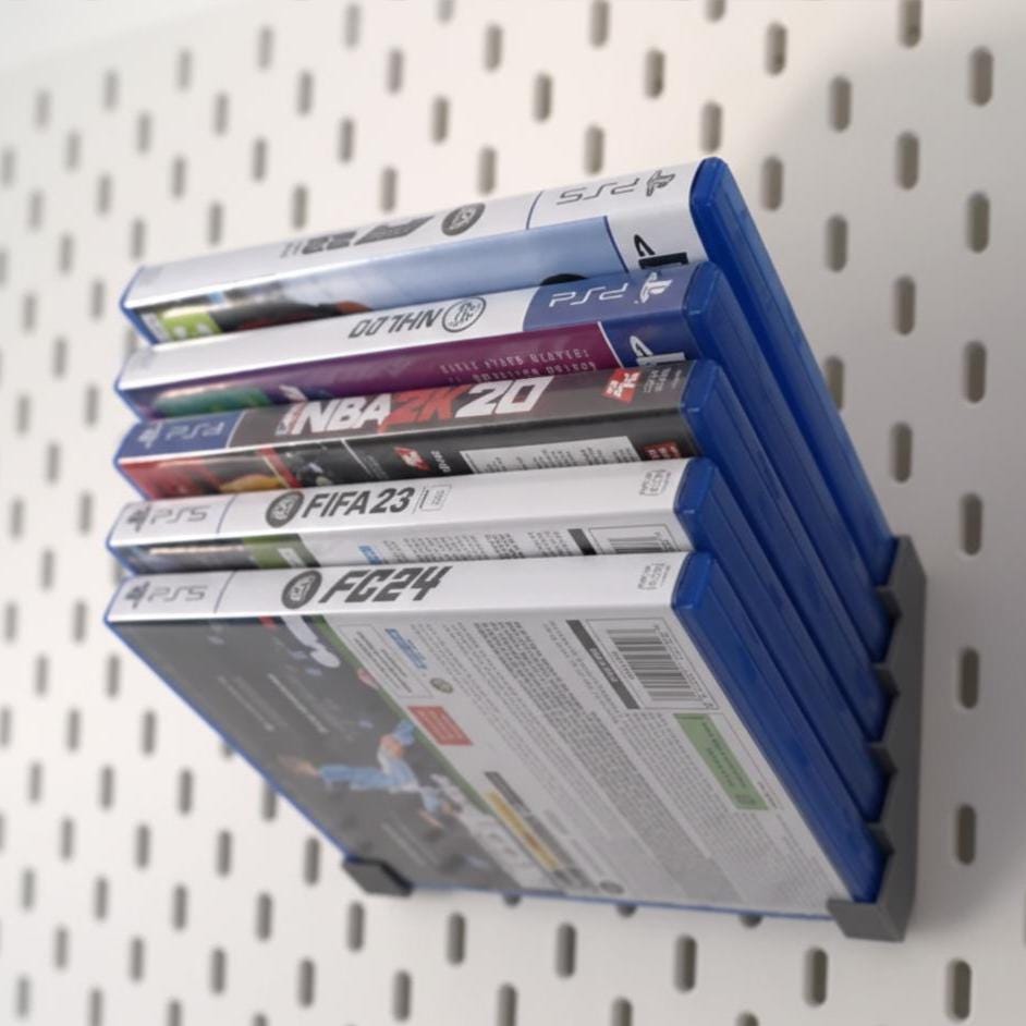 Supporto per giochi PS4/PS5 | Supporto Skadis | Griglia per supporto giochi PS5 | Moderno | Supporto da parete PS5/PS4 | Organizzatore per giochi | Ac