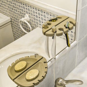 Feuilles miroir | Étagère miroir imprimée en 3D | porte-bijoux | organisation de salle de bain | Support multifonctionnel | Durable et moderne