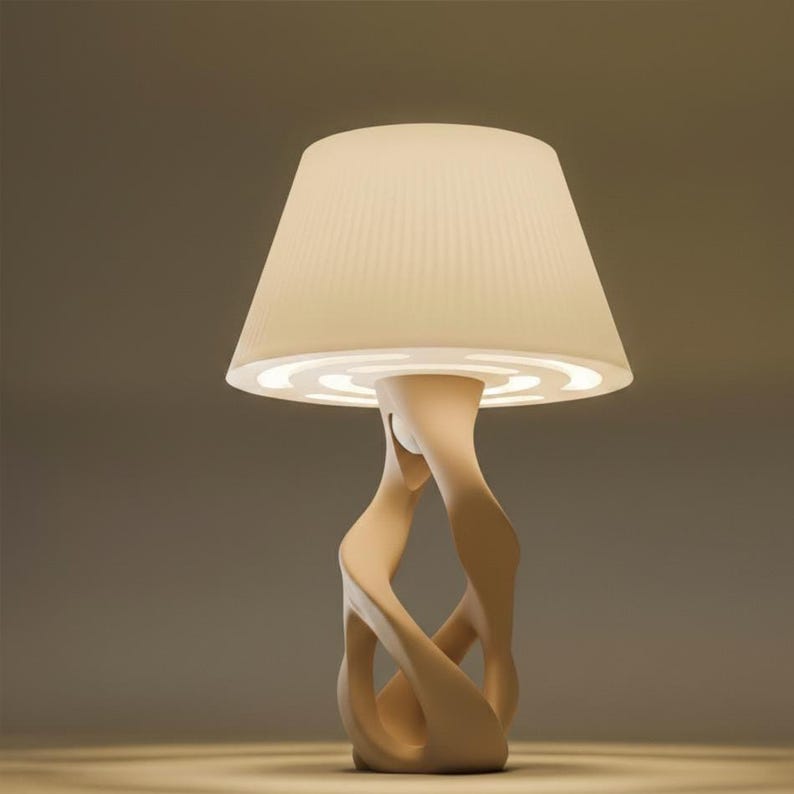 Designer table lamp DNA | Modern Scandinavian lamp | Minimalist bedside lamp for living room & bedroom Linen
