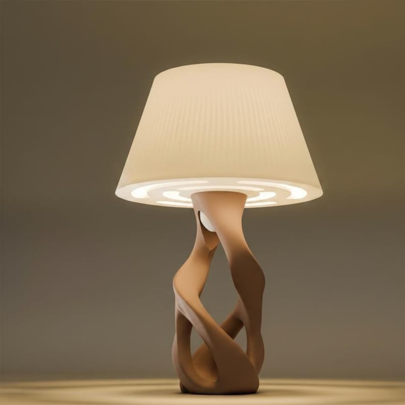 Designer table lamp DNA | Modern Scandinavian lamp | Minimalist bedside lamp for living room & bedroom Mocha