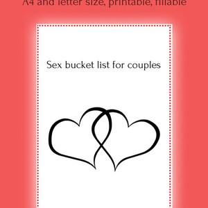 Sex Bucket List for Couples Printable PDF, A4 and Letter Version