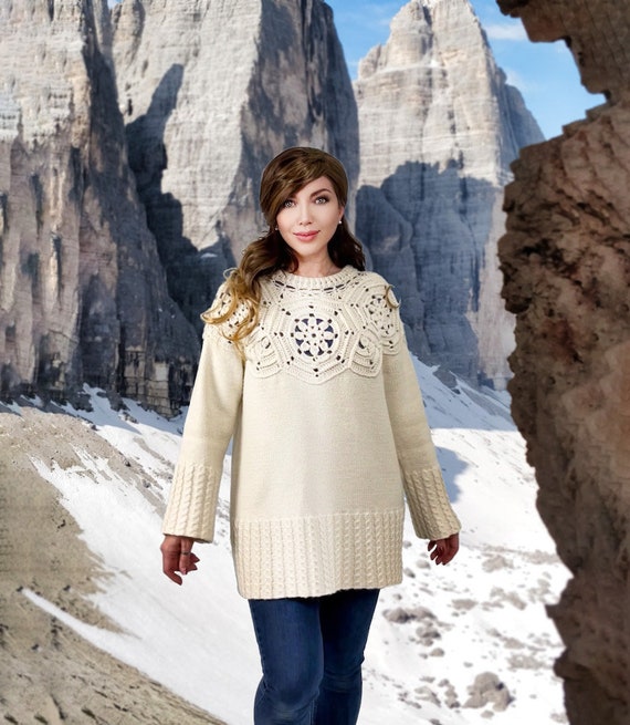 Pull long Alpina crochet patron tricot France - Main Image