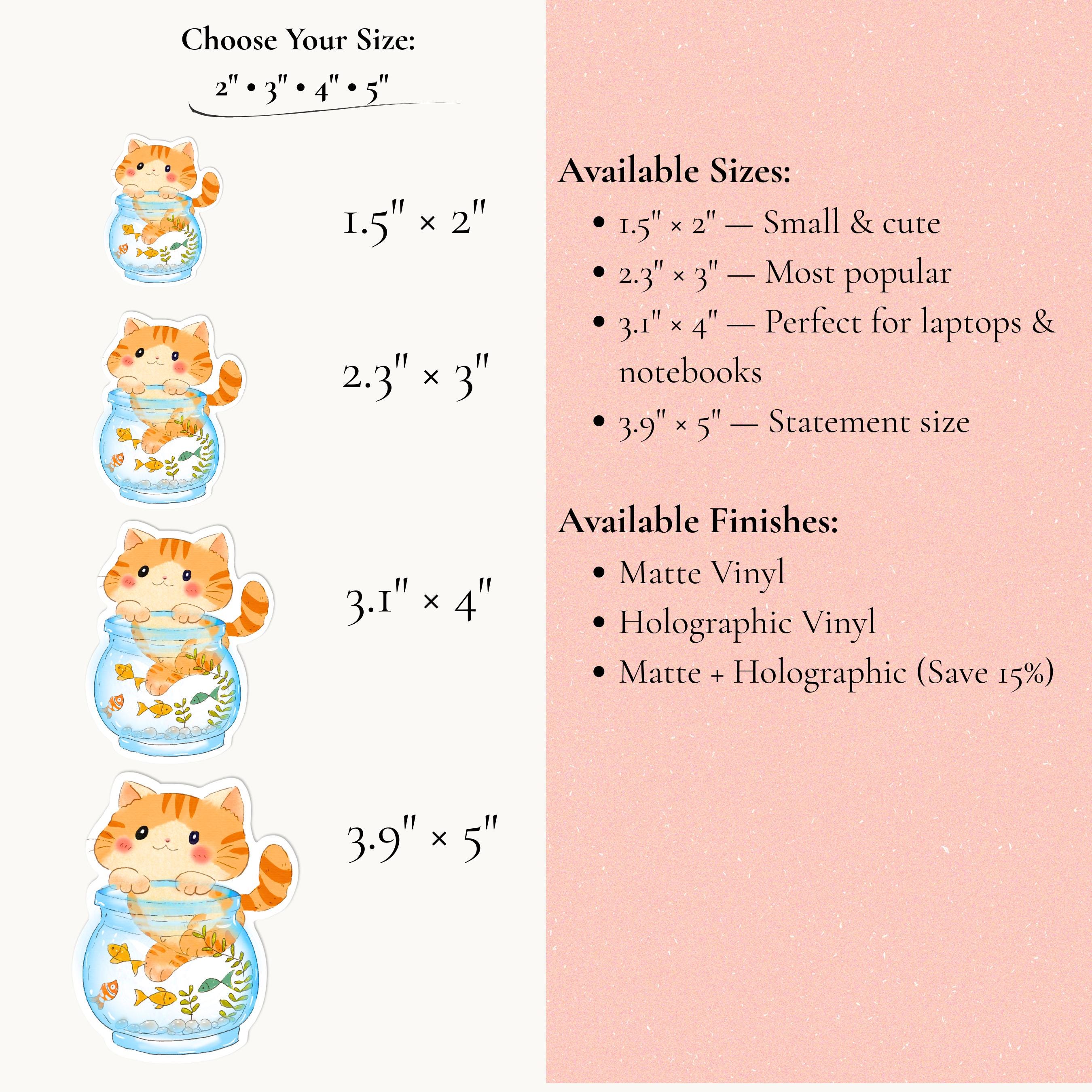 Fishbowl Cat Sticker | Cute Kawaii Cat Vinyl Decal| Waterproof Matte or ...