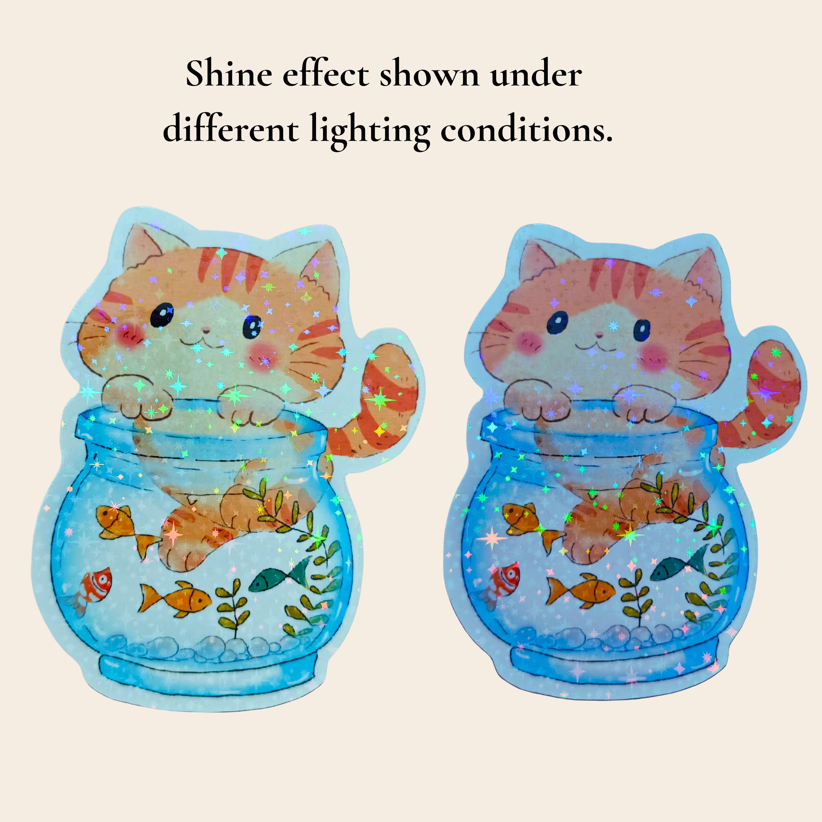 Fishbowl Cat Sticker | Cute Kawaii Cat Vinyl Decal| Waterproof Matte or ...