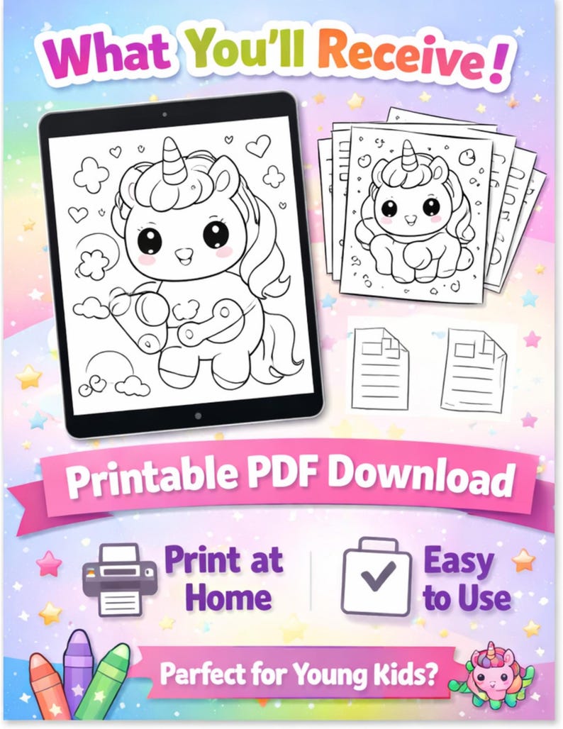 Magical Unicorn Coloring Book for Toddlers, Ages 3-6, Printable ...