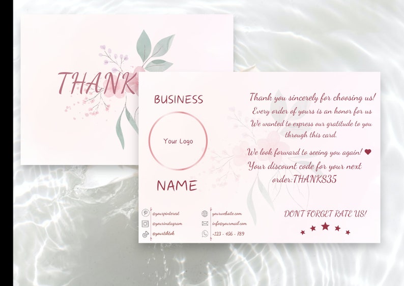 Thank You Card, Gift Card, Printable Card, Editable Card, Editable