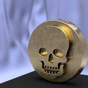 Halloween Skull Medallion – Playful Skull Coin in Copper, Silver, or Nordic Gold – Spooky Gift – Fall Decor – Handmade Halloween Token