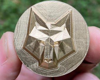 Wolf Faceted Medallion – Copper, Silver, or Nordic Gold – Geometric Wolf Head Coin – Handmade Spirit Animal Token – Modern Tribal Gift
