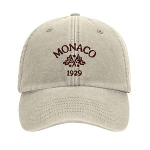 Monaco Racing Embroidered Cap, Car Enthusiast Hat, Adjustable Strap, Vintage Washed Fabric - EUROPE Exclusive
