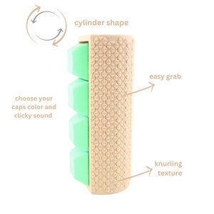 Textured Cylinder Hand Clicker for Stimming and Anxiety. Clicking fun 4-Key Mechanical Keyboard Keychain Customize your Keycap color