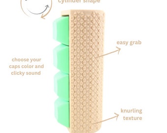 Textured Cylinder Hand Clicker for Stimming and Anxiety. Clicking fun 4-Key Mechanical Keyboard Keychain Customize your Keycap color