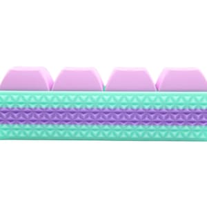 Textured Hand Clicker - Stimming and Anxiety. Clicking fun 4-Key Mechanical Keyboard Keychain Customize your Keycap color Purple/Aqua Base