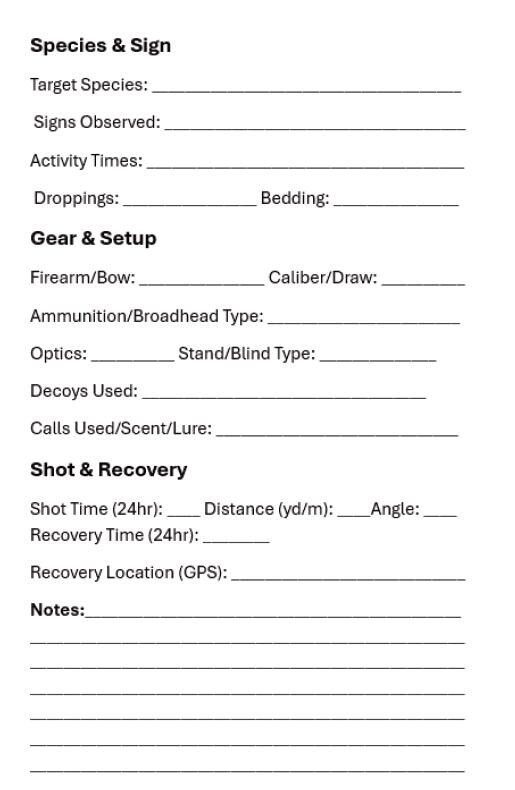 Hunting Guide Tracker Example Hunting Logbook: Printable Tracker for Archery, Rifle & More (digital ...