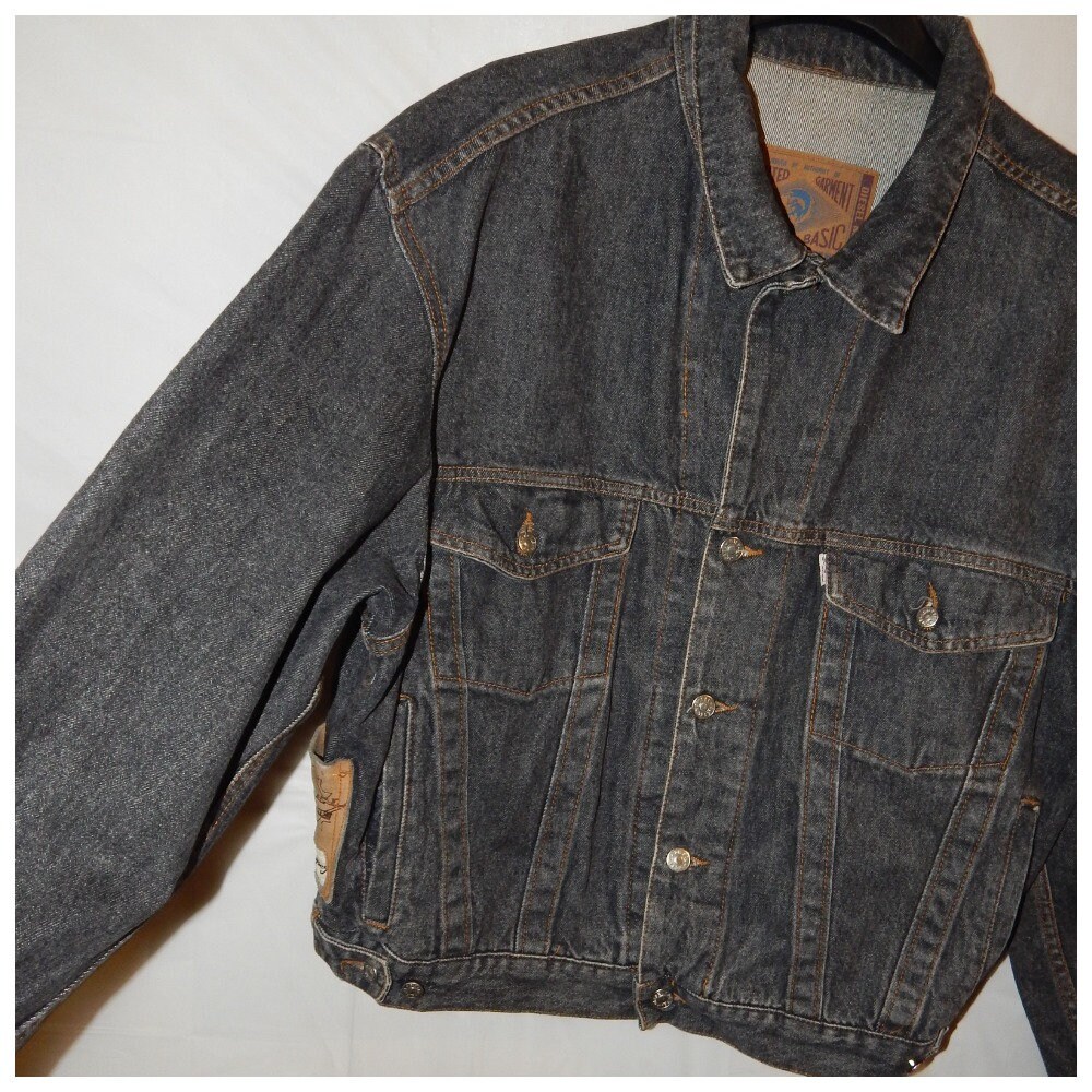 ジャケット・アウター 90s-00s Leather Switching Denim Jacket Vintage 80s Denim & Leather Jacket - Etsy