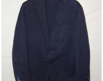 Blauer Blazer mit zwei Knöpfen aus fertig gefärbter Twill-Baumwolle von L.B.M 1911 Luigi Bianchi Mantova
