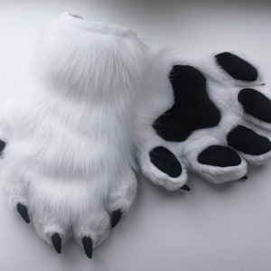 Five Finger Fursuit Paws, Fursuit Furry Paws, White Animal Paws