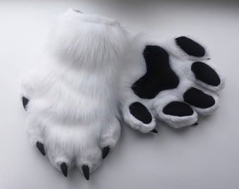 Five Finger Fursuit Paws, Fursuit Furry Paws, White Animal Paws