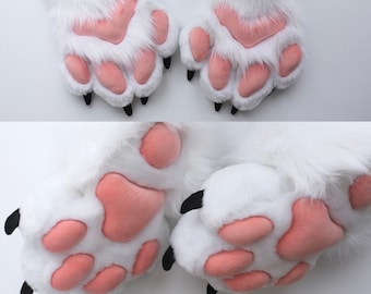 Fursuit Partial, White Fursuit Feet Paws, White Fursuit Handpaws, Furry Large Paws