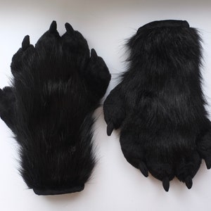 Black Five Finger Fursuit Paws