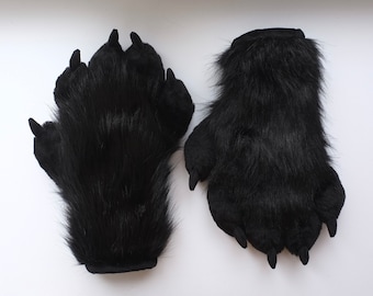 Black Five Finger Fursuit Paws