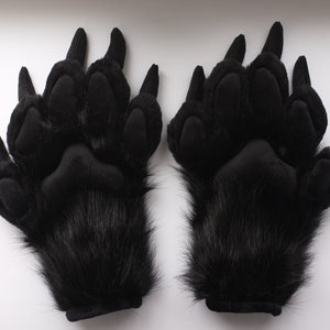 Five Finger Fursuit Paws noir avec très grandes griffes