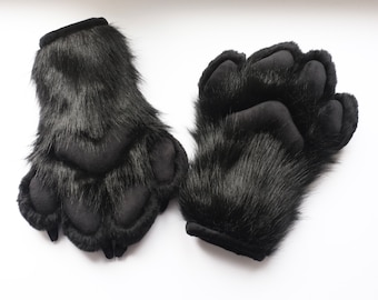Fursuit Paws Black, Paw Gloves Black, Fursuit Paws Commissions, Custom Fursuit Paws, Animal Paws, ready To Ship
