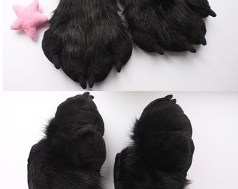 Black Fursuit Paws Set, Black Fursuit Partial, Black Furry Paws