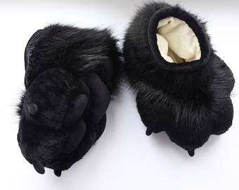 Black Indoor Fursuit Feet Paws