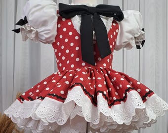 Vintage Style Red Polka Dot Baby Dress,Handmade Retro Puff Sleeve Baby Dress,Classic Red and White Baby Girl Dress,Polka Dot Toddler Dress