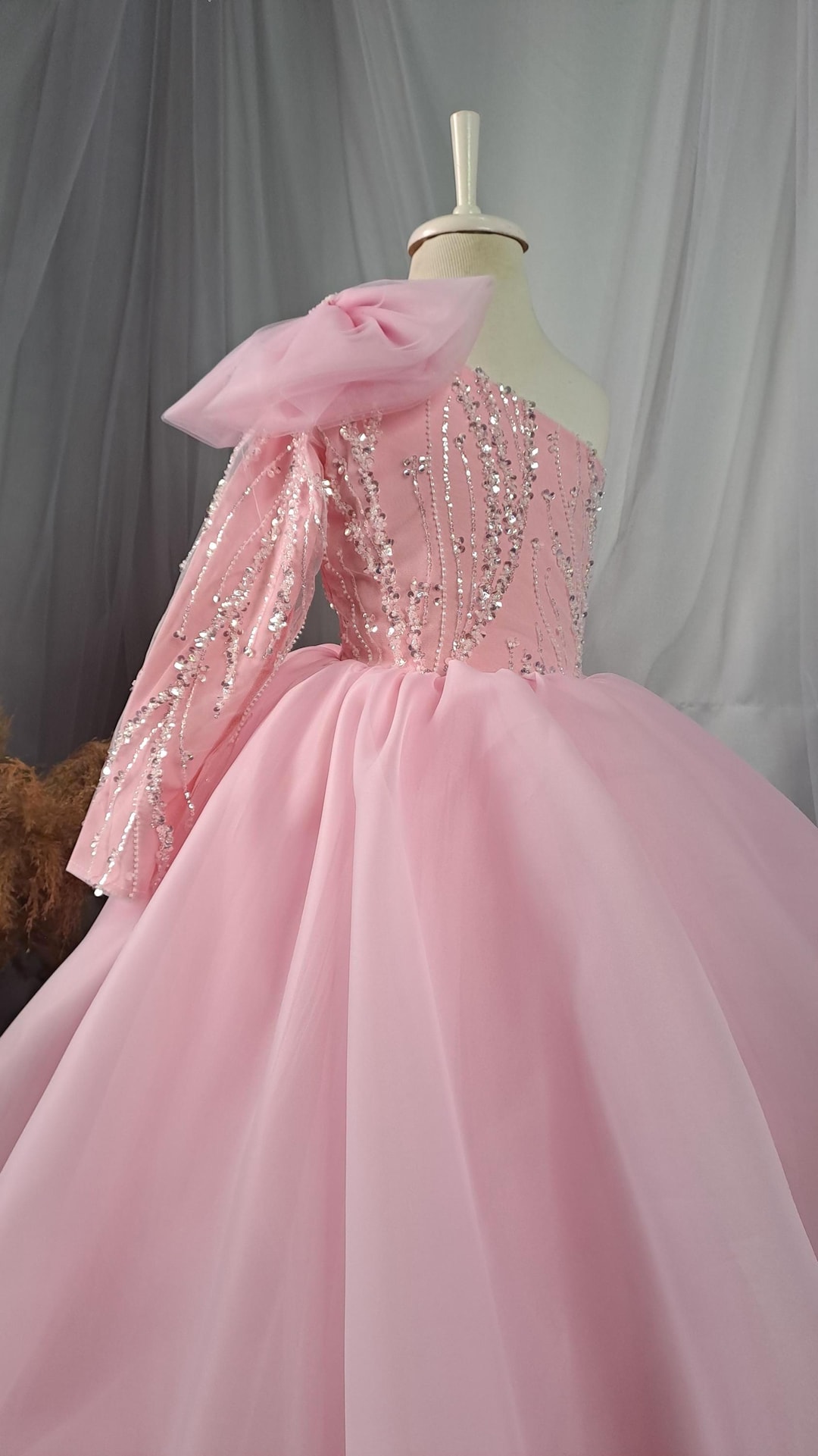 Handmade Pink Princess Dress, Tulle Skirt, Oneshoulder Bow Etsy — free download