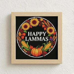 Patrón de punto de cruz Lammas PDF Lughnasadh Sabbat pagano Rueda de la cosecha del año Diseño de bordado