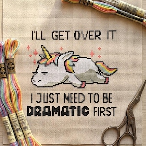 Snarky Lazy Unicorn Cross Stitch Pattern | Funny Meme Art (Digital PDF)