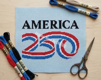 LOGO America 250 Anniversary Cross Stitch Pattern,Patriotic Eagle Primitive Sampler,1776-2026 USA Digital PDF Chart,4th of July Embroidery