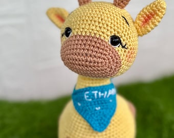 Handmade Crochet Giraffe • Personalised Gift • Soft Toy • Nursery Decor • Custom Name Option