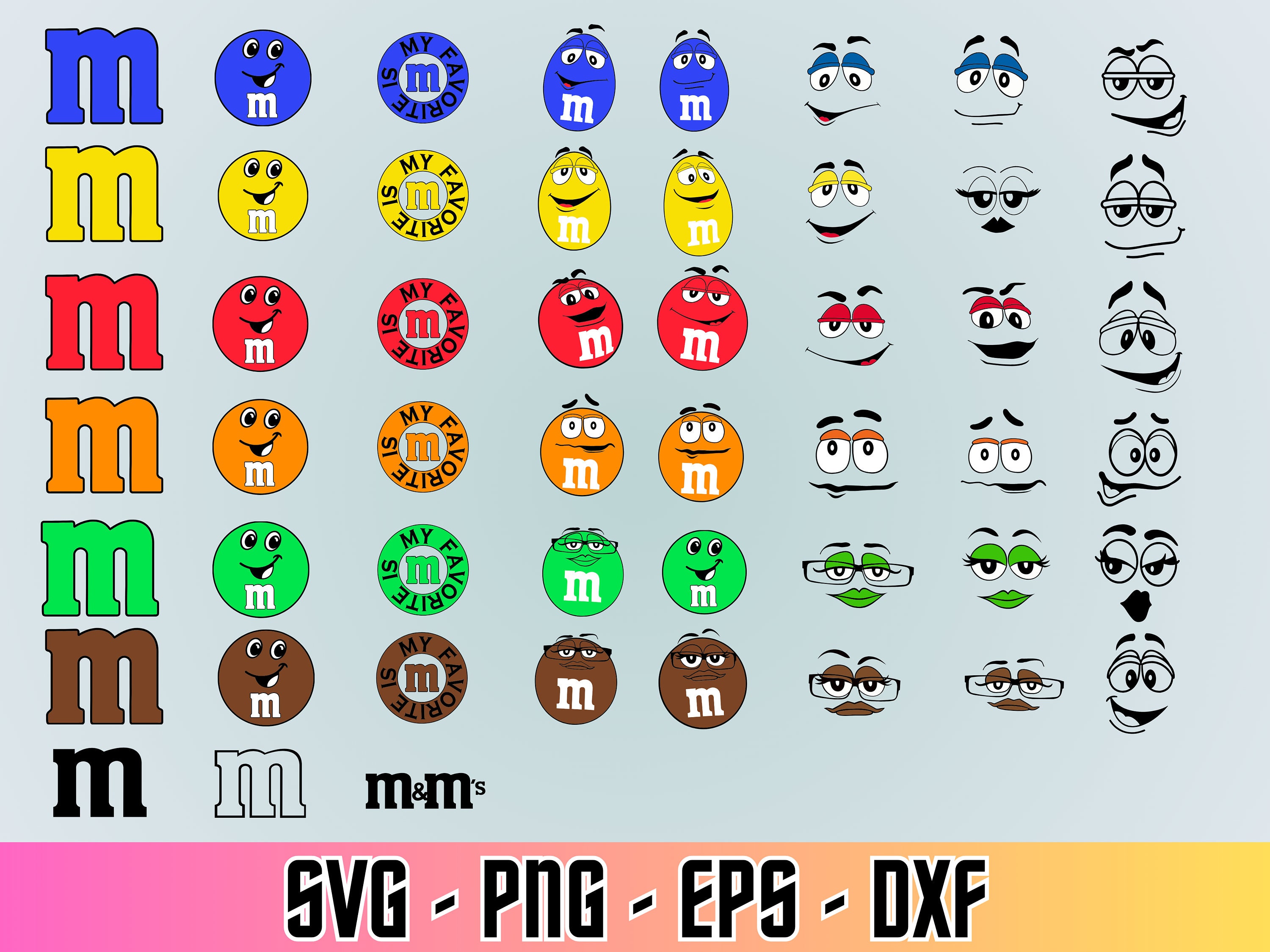 M and M Cricut Vector Bundle Svg, M and M Faces Svg, Cut File for ...